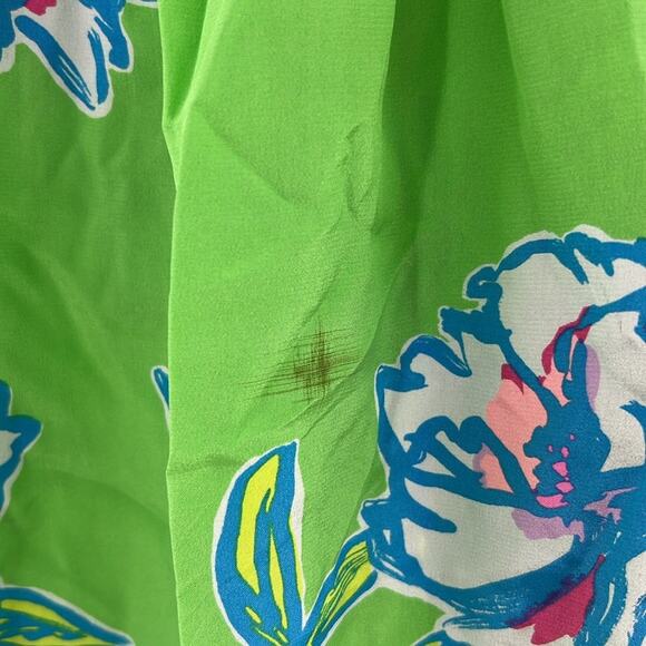 Lilly Pulitzer Women's Elsa 100% Silk Long Sleeve Top - Green Floral - XS - Picture 7 of 8